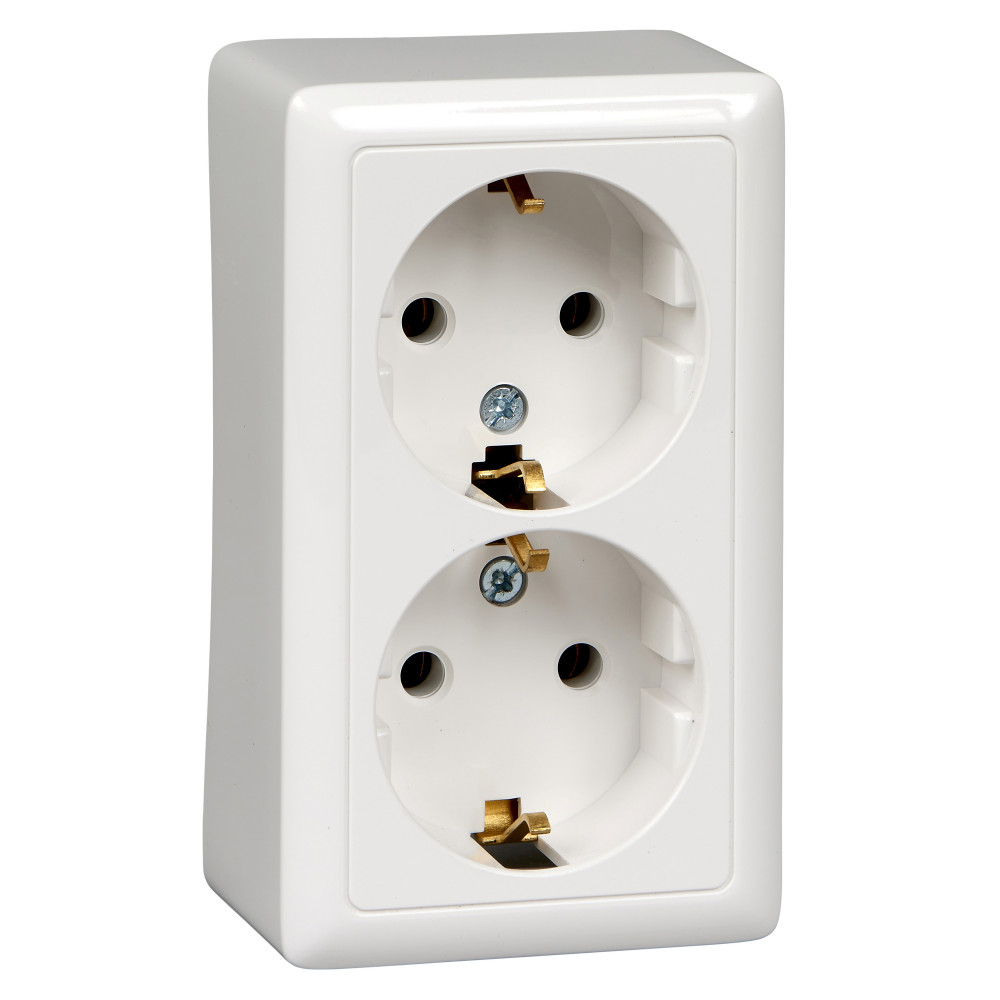 Р01. Розетка ХИТ RA16-238-B "евро" двойная о/п белая (Systeme Electric)