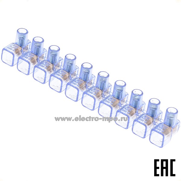 34859.К4859 Блок 991 клеммный 10 торцевых винтовых клемм 1,5 кв.мм прозрачный (BM Италия)