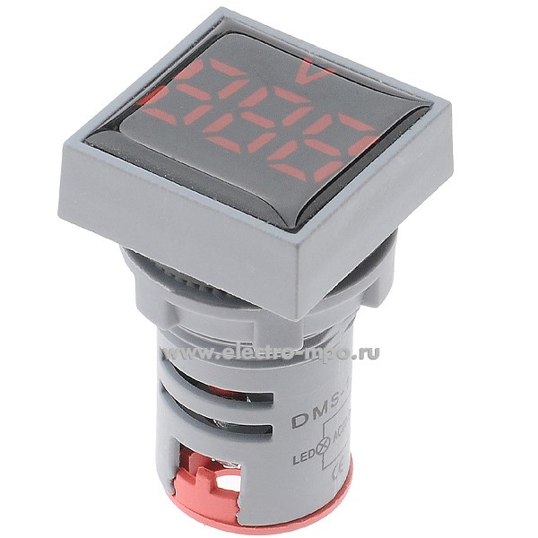 Б1808. Вольтметр цифровой DMS-125  20-500В, 30х30 мм, уст. диам. 22 мм, индикация - красный (Ruichi Китай)