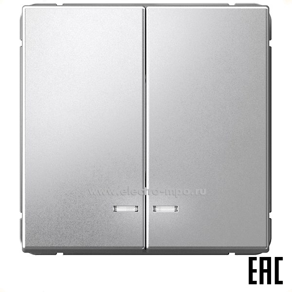 Р3053. Механизм ArtGallery GAL000353 выключателя 2 кл. с/п с подсветкой алюминий (Systeme Electric)