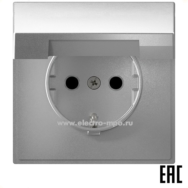 Р3065. Механизм ArtGallery GAL000346 розетки "евр" со шторками и крышкой с/п алюминий (Systeme Electric)