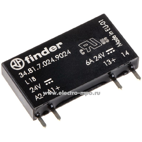 А9404. Реле промежуточное твердотельное 34.81.7.024.9024 24В DC 6А 1з серия 34 (Finder)