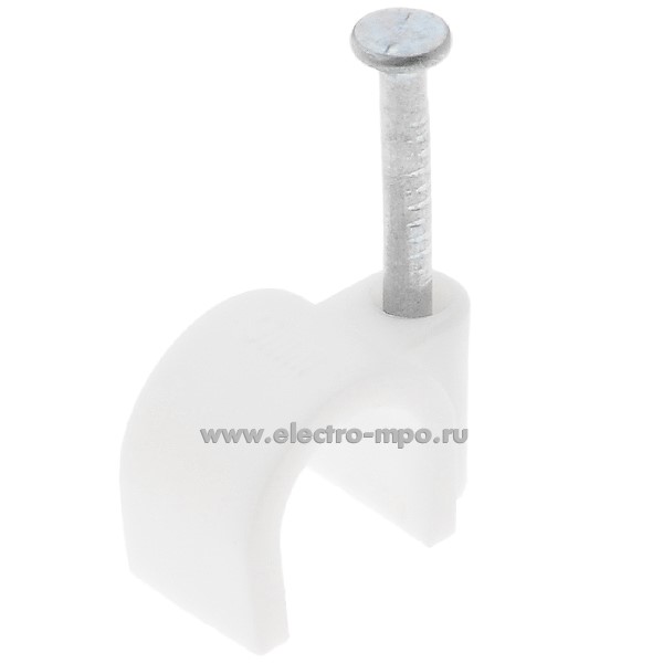 66870.Г6870 Скоба 47014 полиэтилен белая D=14мм с гвоздем для кругл. кабеля (100шт) (Экопласт)