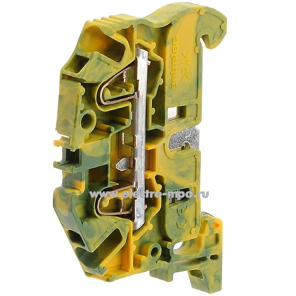 Б6760. Клемма ZK2,5-PE пружинная 1SNK705150R0000 жёлто-зелёная 2,5мм2 ширина 5,2мм (TE Connectivity)