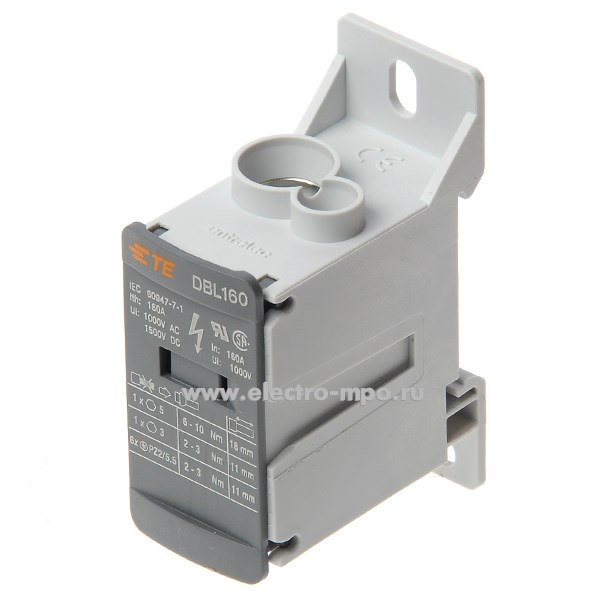 Э2116. Распределительный блок DBL160 1 полюс 160А 1 шина на 8 присоединений 1SNL316010R0000 (TE)