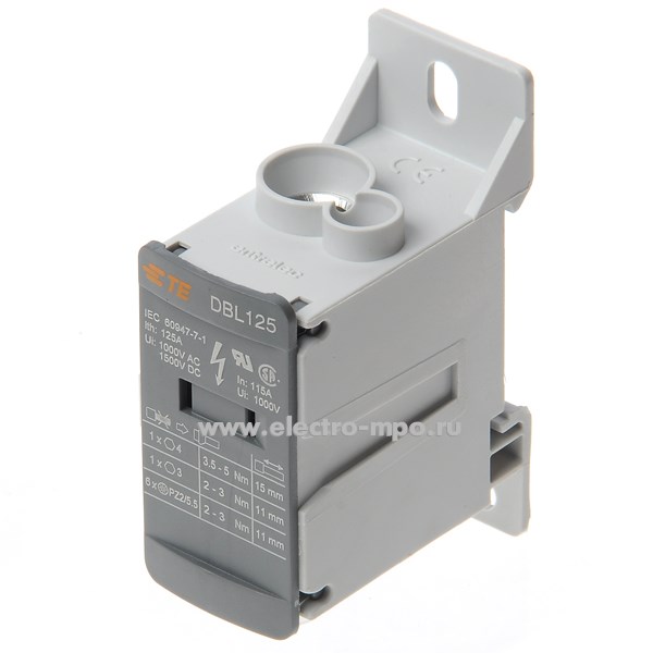 Э2115. Распределительный блок DBL125 1 полюс 125А 1 шина на 8 присоединений 1SNL312510R0000 (TE)