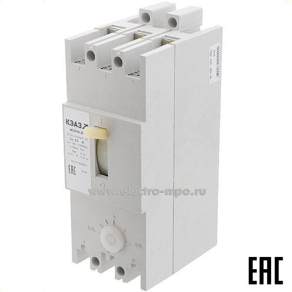 А1535. Автоматический выключатель АЕ2046-10Р 63А/3п/ 6кА при 400В 104245 (КЭАЗ)