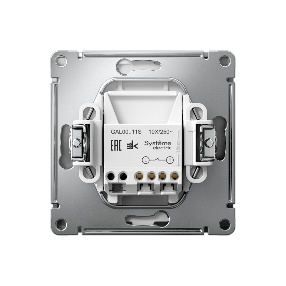 Р34. Механизм ArtGallery GAL000911S выключателя 1 кл. безвинт. зажим с/п сталь (Systeme Electric)